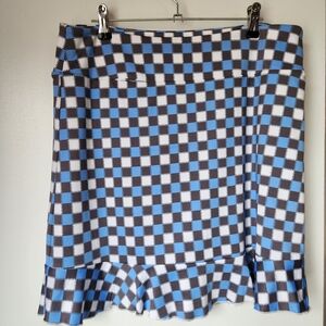 Golftini Skort L Secret Blue Gray Geometric Golf Tennis Pickleball Preppy Sport